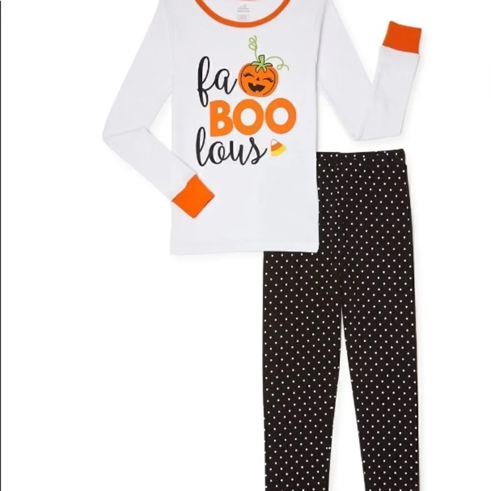 Way to Celebrate Girls Size 5 Halloween  “ faBOOlous” Pajama Sleep 2 Pc Set